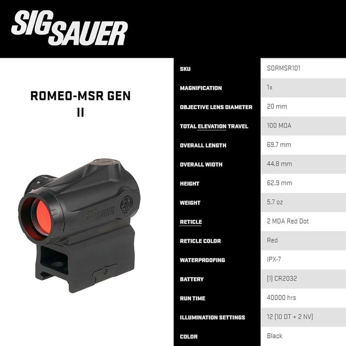 Прицел SIG SAUER Romeo-MSR Gen II Чёрный, Койот,Зёлёная точка