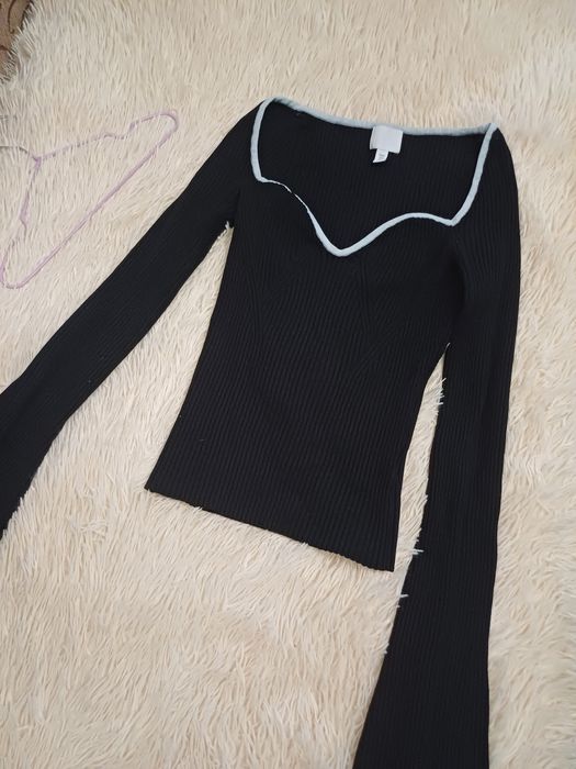 Кофтинка блуза H&M чорна sweetheart neckline з декольте