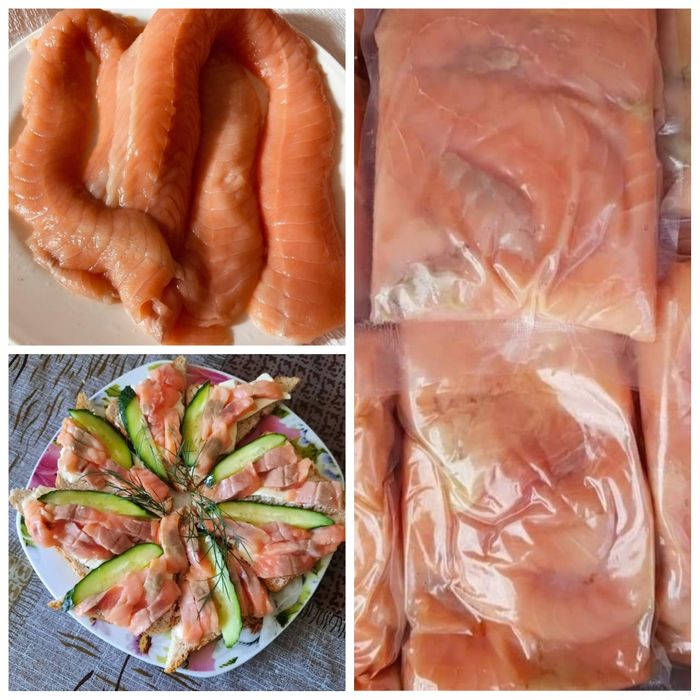 Сьомга обріз, слайси,верхня частина балика,слабосолена без шкіри і кіс