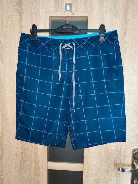 530. Niebieskie męskie spodenki kąpielowe w kratkę L/XL