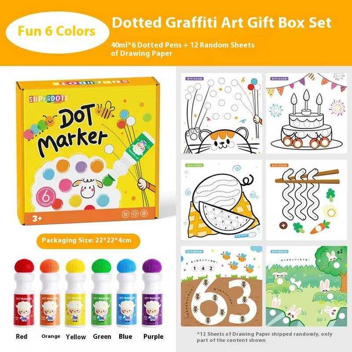 Набір для малювання SuperDots 6 кольорів + 12 художніх листів
