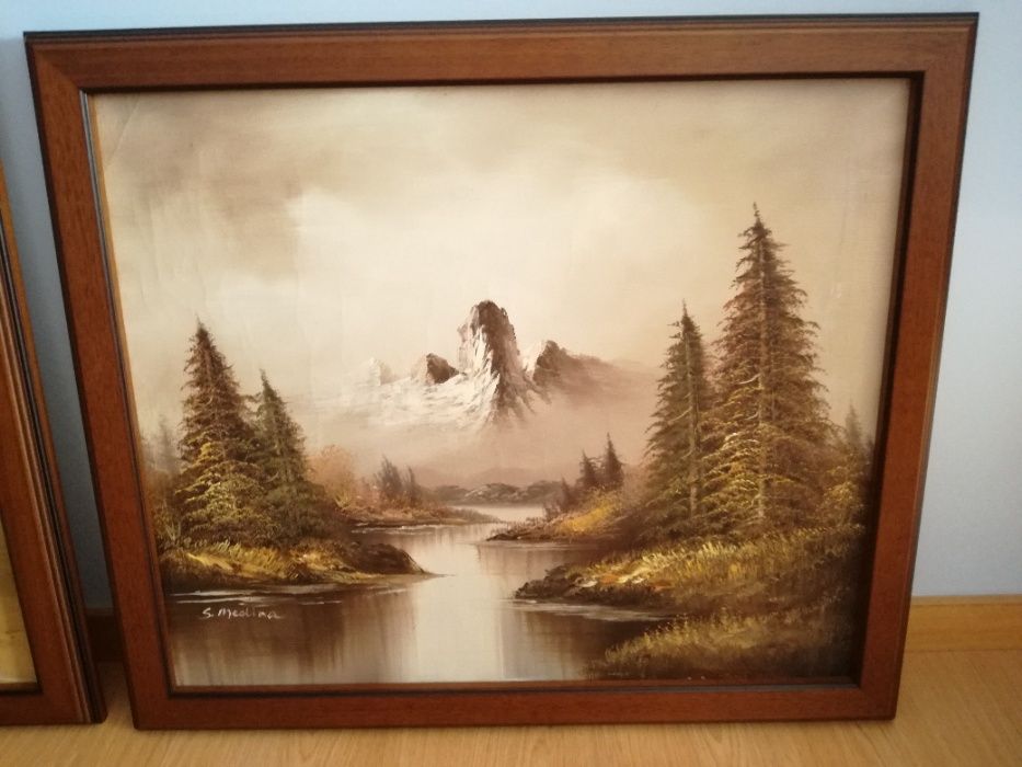 Dois  Quadros pintura original com assinatura