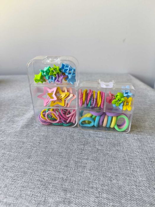Kolorowe spinki gumki gumeczki do włosów dziecięce małe + duże opak