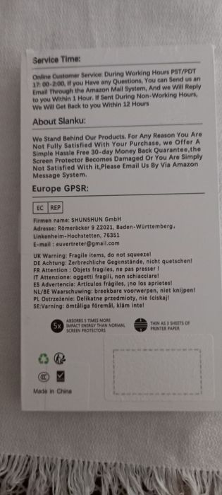 Vidro temperado para protecção de telemóvel.  9H, 3 unidades. Slanku.
