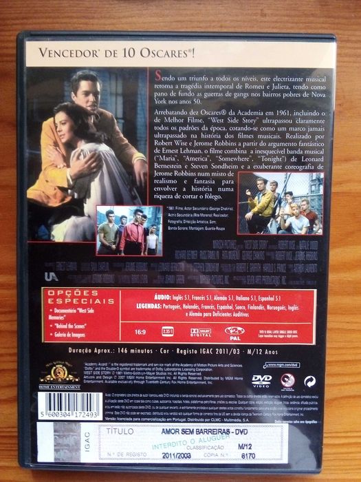 West Side Story "Amor sem Barreiras" Robert Wise, Natalie Wood 2 DVD