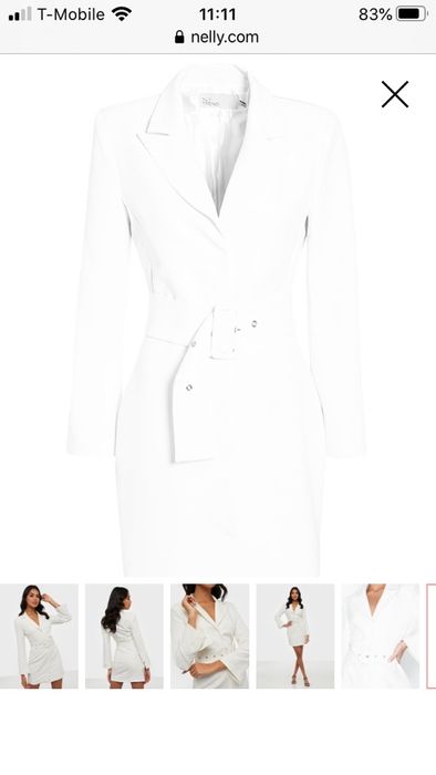 Sukienka marynarkowa z paskiem biała