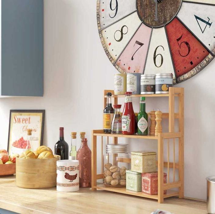 REGAŁ NA PRZYPRAWY Stojak Kuchenny Bambusowy Organizer |WYPRZEDAŻ -20%