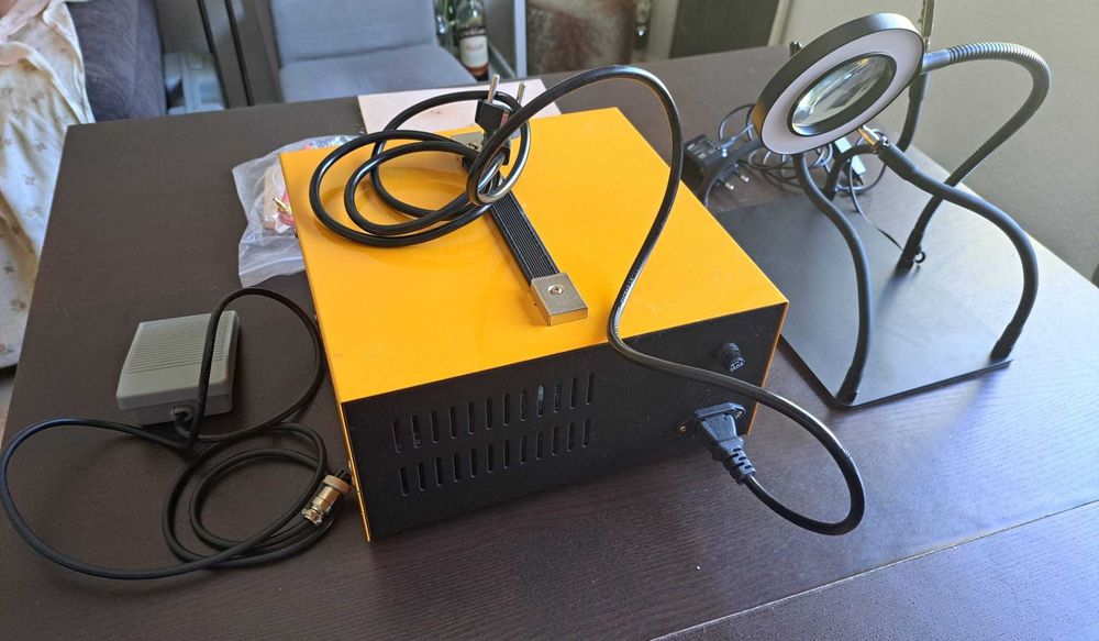 Máquina profissional de solda para Joias+pedal e lupa led com suportes e pinças - Sparkle Welder