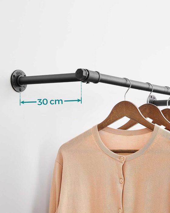 Naścienny wieszak na ubrania, czarny metal