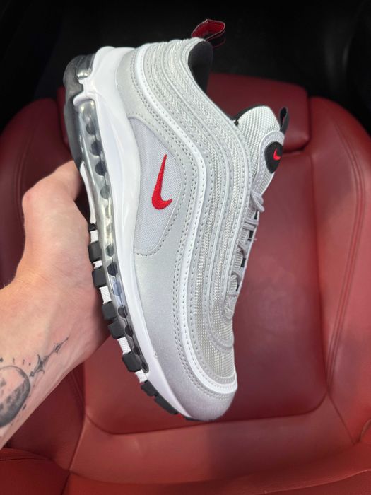 (БЕЗ ПЕРЕДОПЛАТИ) Nike Air Max 97 Grey Red найк аїр макс 97 сірі червоні кросівки