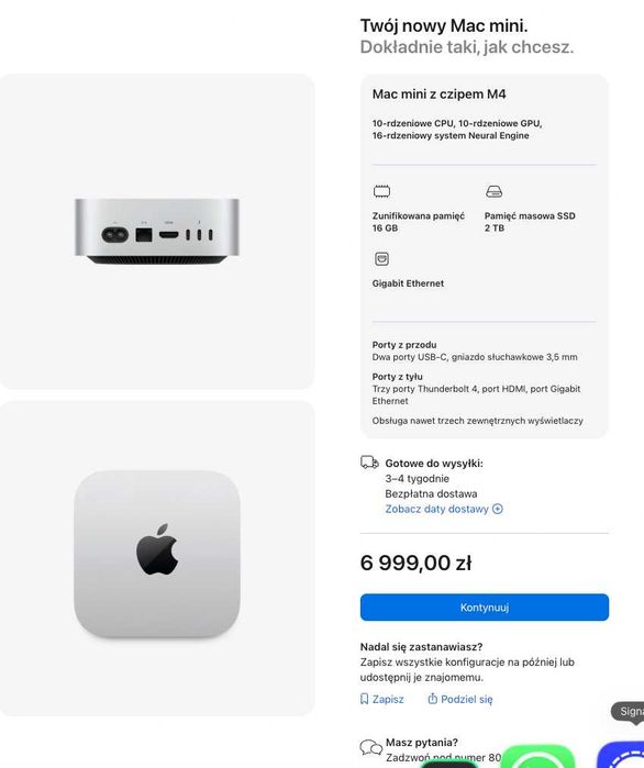 Mac Mini M4 16GB RAM 2TB SSD + dock Minisouporu - Gwarancja