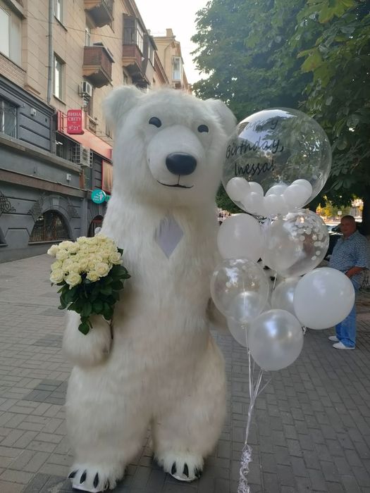 Белый мишка поздравление шары медведь Запорожье