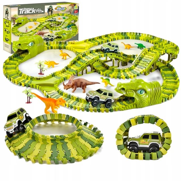 Mega Tor Wyścigowy Dinozaur Dino Track Park Samochodzik Składany Xxxl