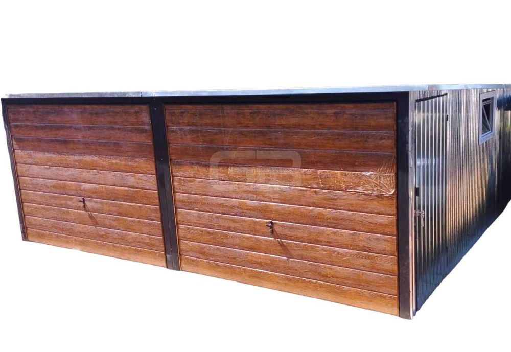 Garaż blaszany 6x6 2x Brama + drzwi 2x okno ocynk pod ocieplenie GB179