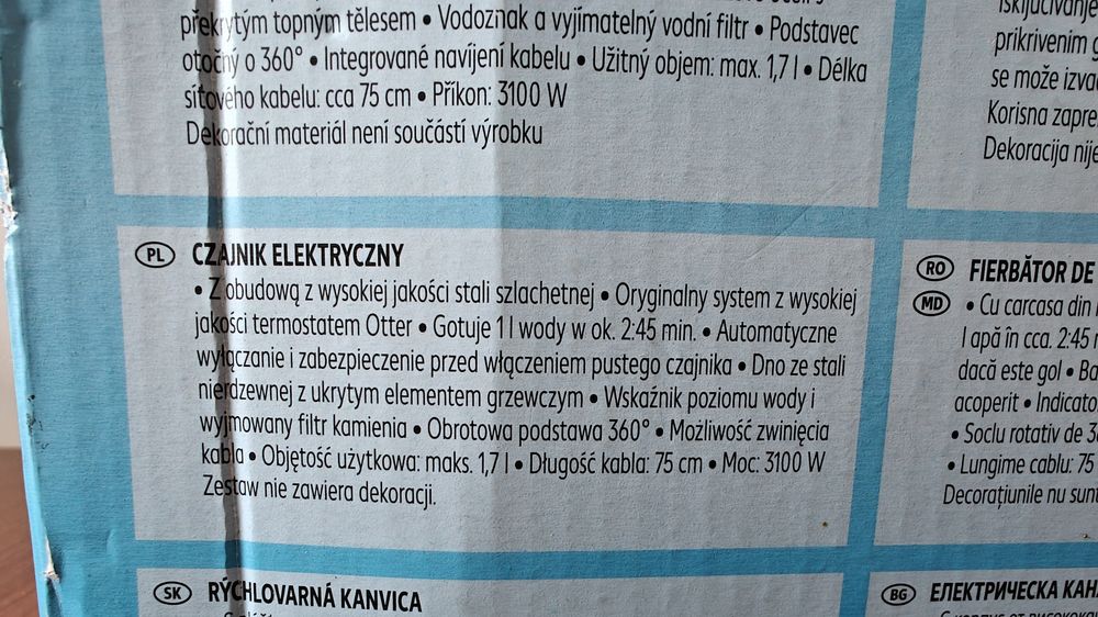 Czajnik elektryczny Switch On 3100W 1,7 l