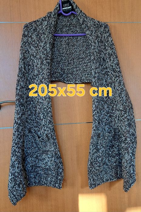 Długi szalik z kieszeniami Simple brazowy