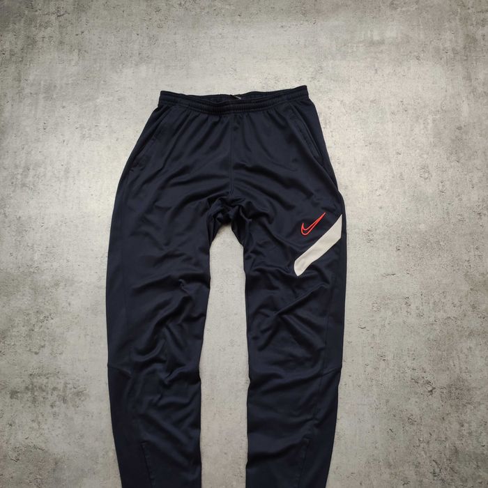 MĘSKIE Spodnie Dresowe Śliskie Granat Slim Footbal Trening Nike DriFit