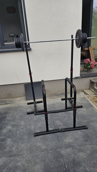 Obciążenie żeliwne + gryf + stojaki + poręcze do dipów