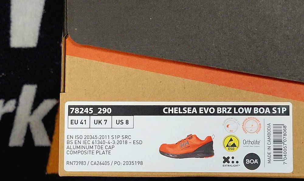 Helly Hansen buty bezpieczne CHELSEA EVOLUTION BRZ LOW BOA S1P / HH