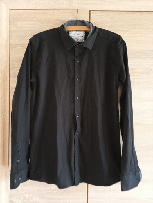 Czarna koszula męska z długim rękawem XL 42