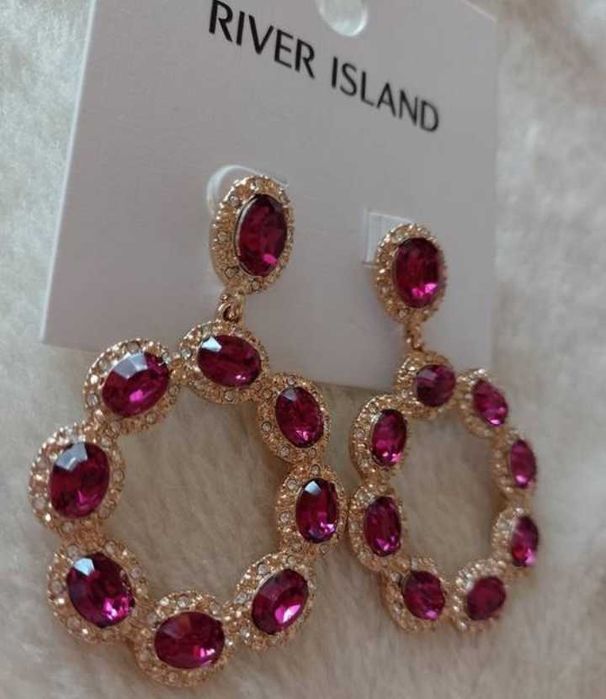 RIVER ISLAND/ Bogato zdobione kolczyki wieczorowe z Londynu, NOWE
