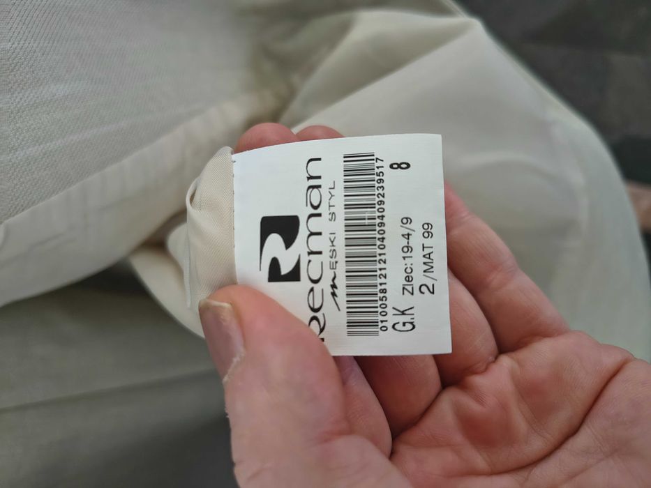 Garnitur męski beżowy koszula Wólczanka i krawat gratis