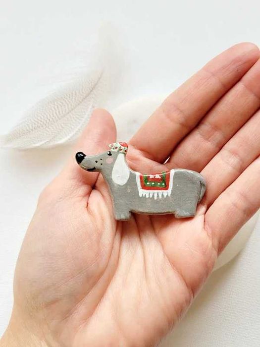 Unikalna broszka jamnik, super prezent handmade na święta.
