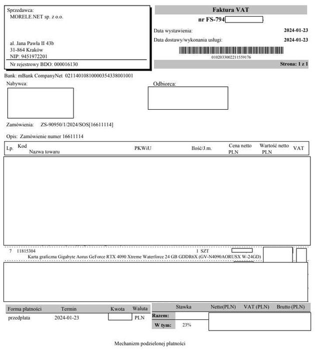 Gigabyte GeForce RTX 4090 Aorus XTREME WATERFORCE 24G