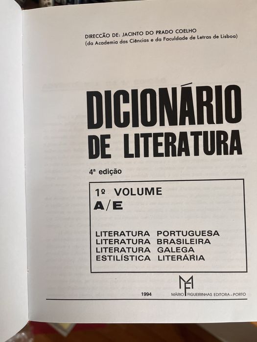 Dicionário de Literatura ( dir. Jacinto Prado Coelho)