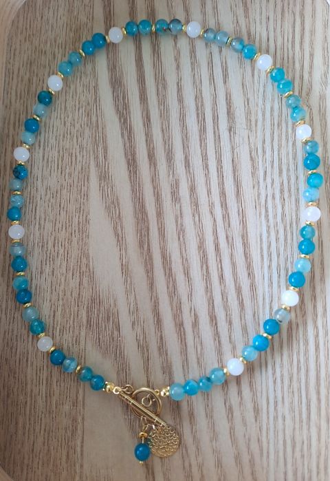 Nowy naszyjnik  z niebieskozielonego agatu