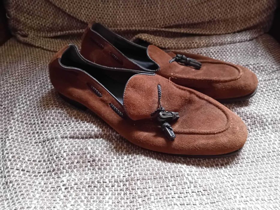 Zamszowe Loafersy Męskie z Chwostami ZARA MAN 42 Brązowe