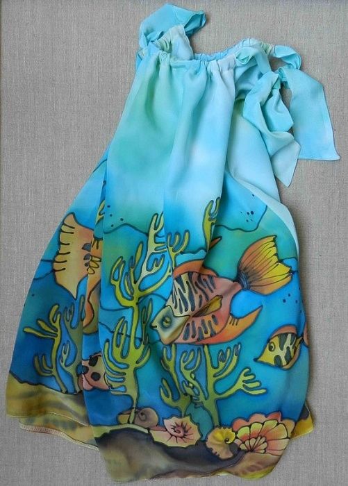 Дизайнерское платье из натурального шелка ( Батик)