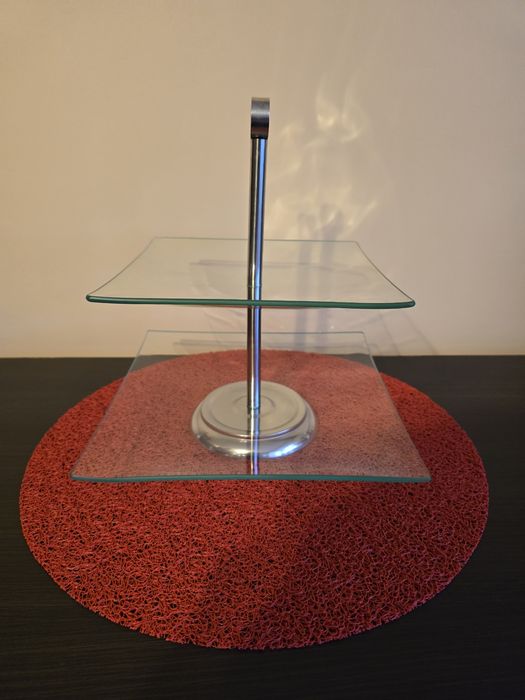 Patera dwupoziomowe szklana