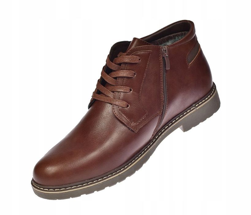 Buty męskie ocieplane trapery na suwak sztyblety B-0706 BR r. 43