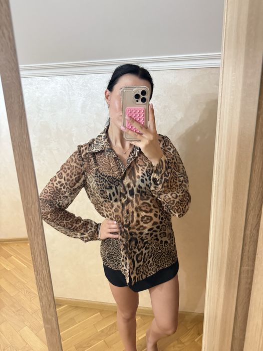 Шифонова блуза принт леопард