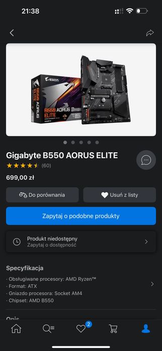 Gigabyte b550 aorus elite plyta glowna
