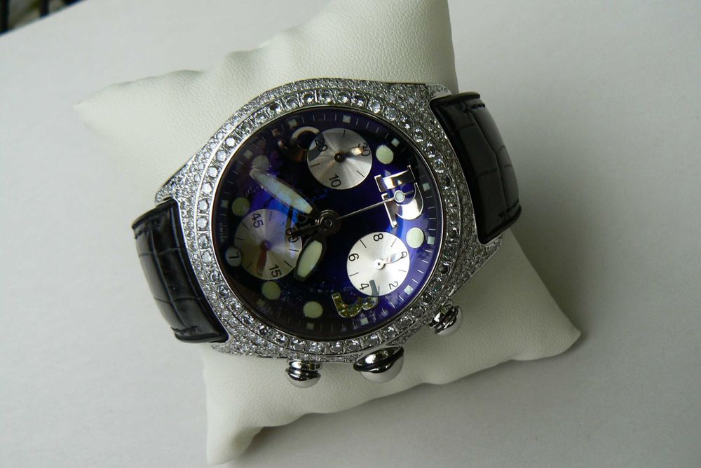 Corum Bubble Chronograph XL 45mm diamenty brylanty spinki graham ebel
