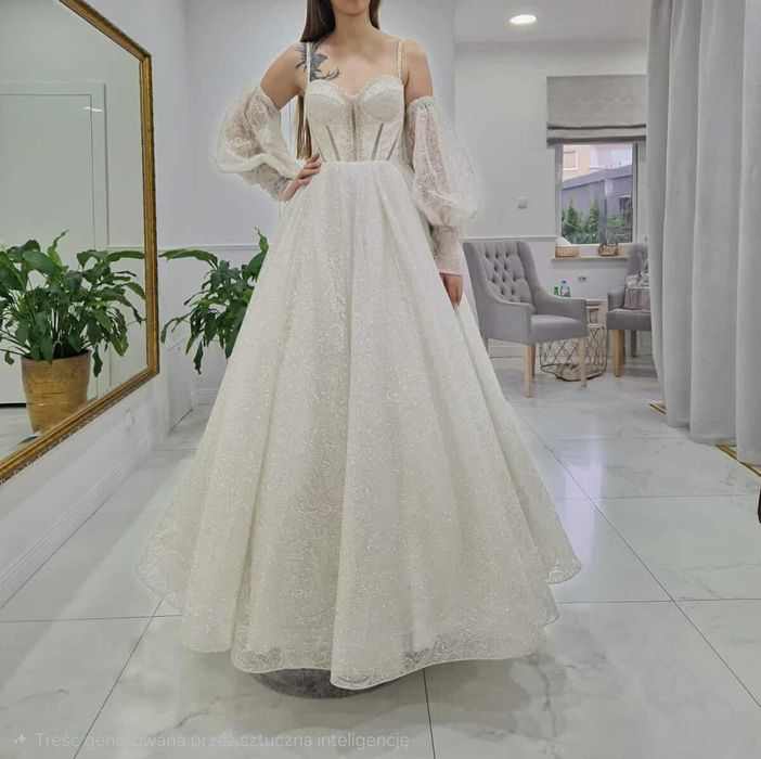 Suknia ślubna KIRA – księżniczka | stan idealny | 180 cm | gorset wiąz