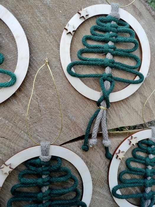 Mała obręcz choinka Makrama stroik Święta