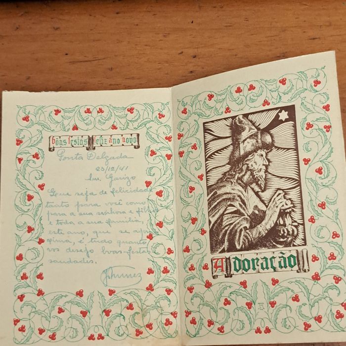 Postal de Boas Festas de 1941 enviado por um soldado na 2  Guerra Mundial.