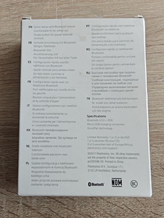 Słuchawka bezprzewodowa Plantronics  ML15 Nowa