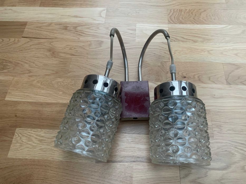 Kinkiet szklany Polam Mysłakowice Zakład nr4 Wrocław PRL vintage retro