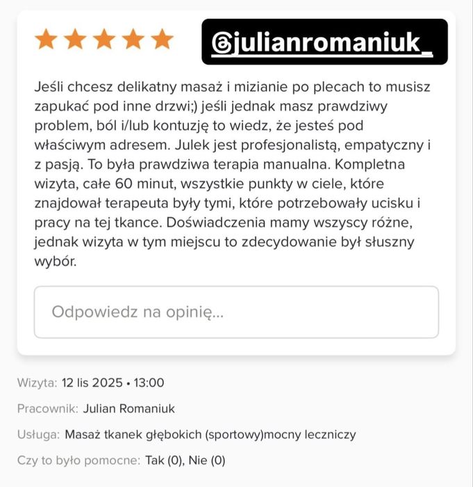 Mobilny masażysta – WARSZAWA