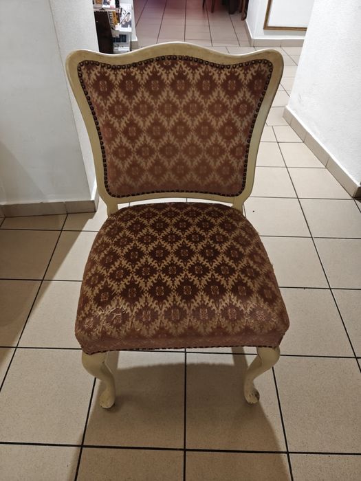 Stylowe krzesła ludwikowskie – 6 sztuki, lite drewno, retro / vintage