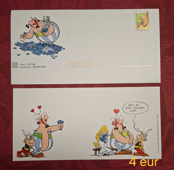 Postais ilustrados de Asterix e subscritos
