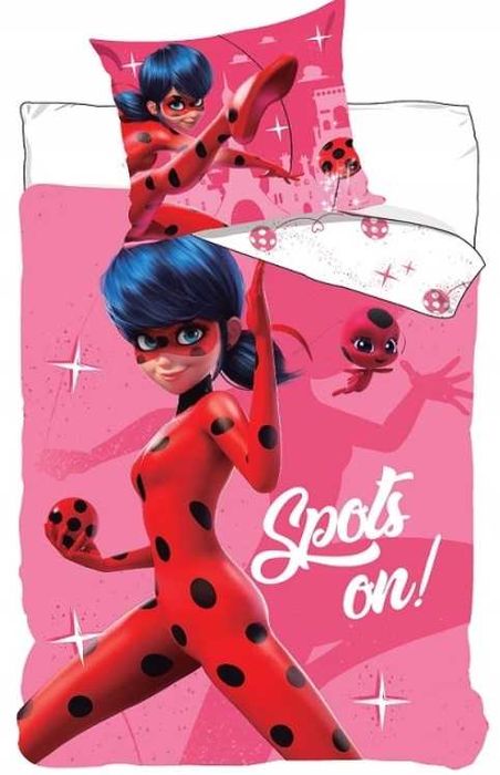 POŚCIEL dziecięca 160x200 MIRACULOUS BIEDRONKA Czarny Kot