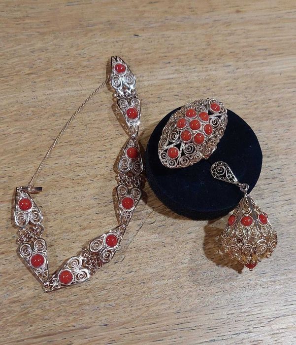 Bransoletka Wisior Pierścień: Złoto 585 plus Koral Piękne wykonanie