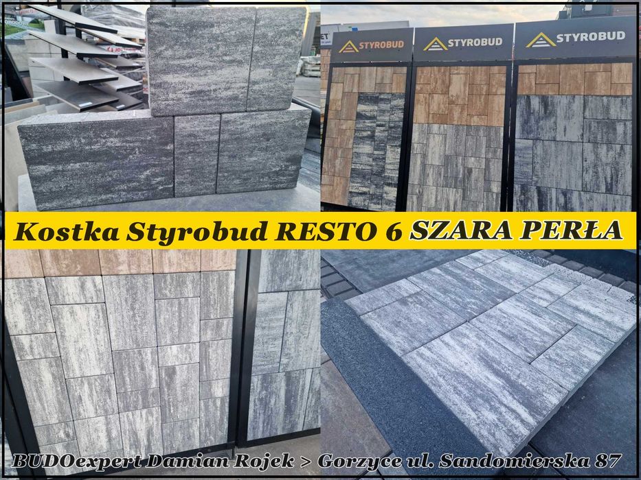 Kostka brukowa RESTO 6 SZARA PERŁA jasnoszary melanż HIT sprzedaży!!