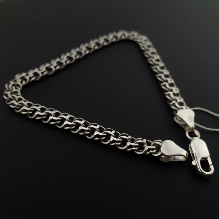 Срібний чоловічий браслет український Бісмарк цепочка на руку 925