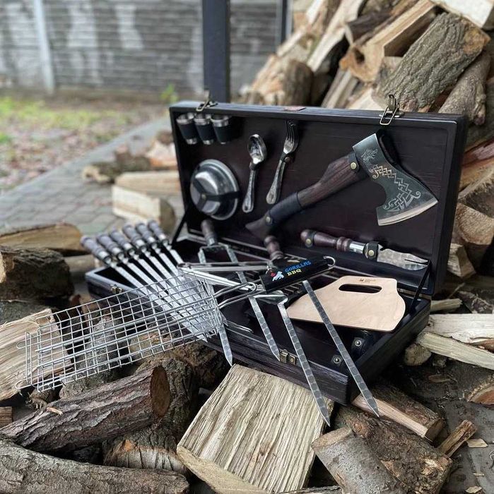 Набір шампурів Зубр BS16 Набор на подарок Шампура для шашлыка в кейсе